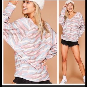 FINAL PRICE‼️MAUVE/BLUE/TAUPE/CREAM CAMO LOOSE TOP